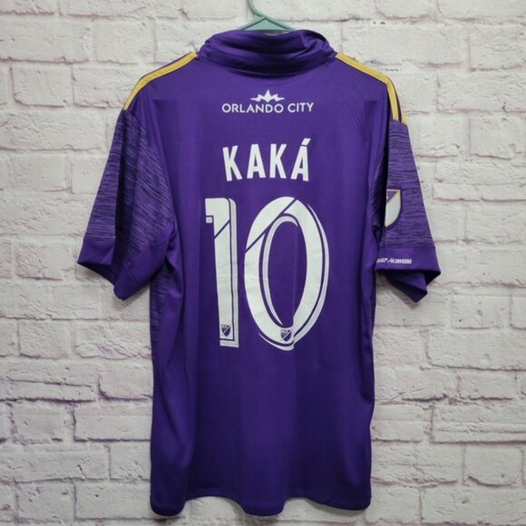 NEW Adidas Orlando City Home Soccer Polo Jersey Mens L Ricardo Kaka #10 Purple - Picture 6 of 10